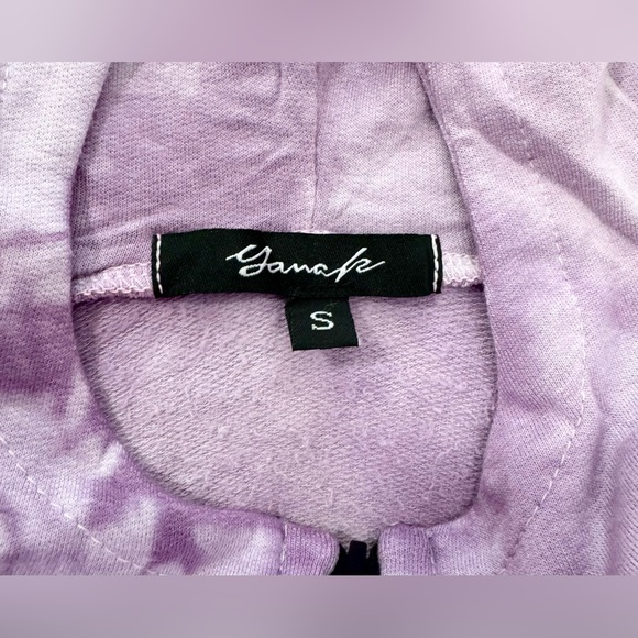YANA K NWT Harley Tie Dye Hoodie Sweater Sz Small Purple & White Boho Zip Up - Picture 6 of 10
